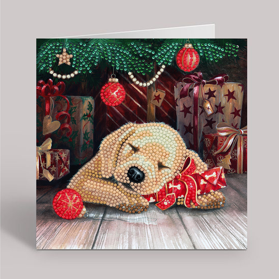 CCK-A74: "Sleepy Puppy" 18x18cm Crystal Art Card