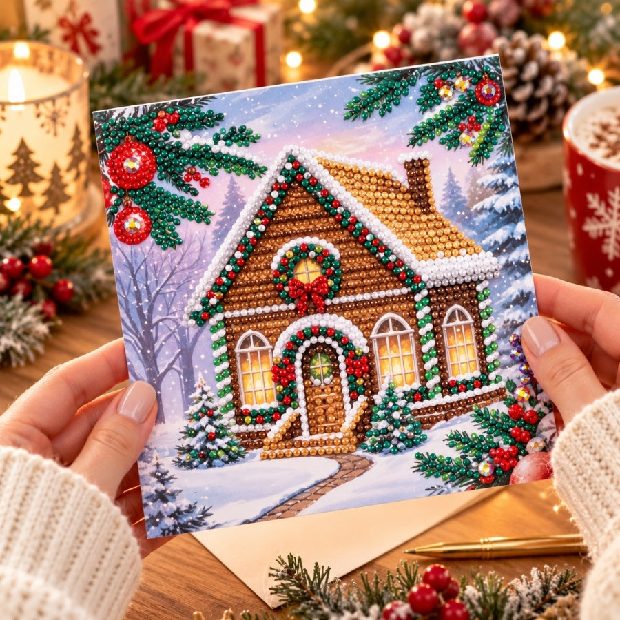 Snowy Cottage Crystal Art Card Kit 15x15cm