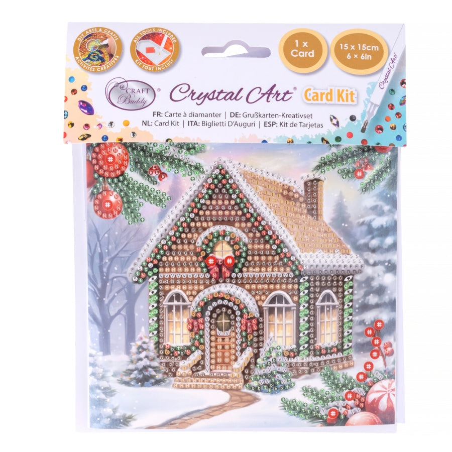 Snowy Cottage Crystal Art Card Kit 15x15cm