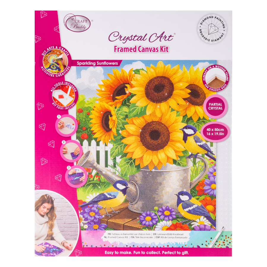 Sparkling Sunflowers Crystal Art Canvas Kit 40x50cm