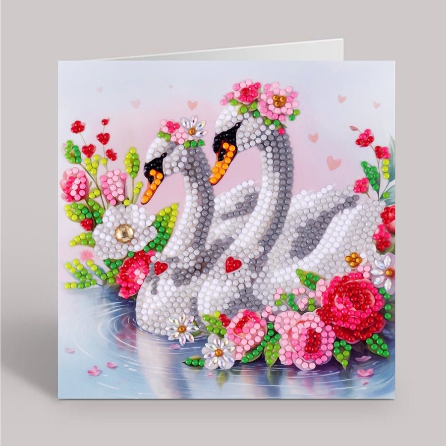 Sweetheart Swans Crystal Art Card Kit 15x15cm