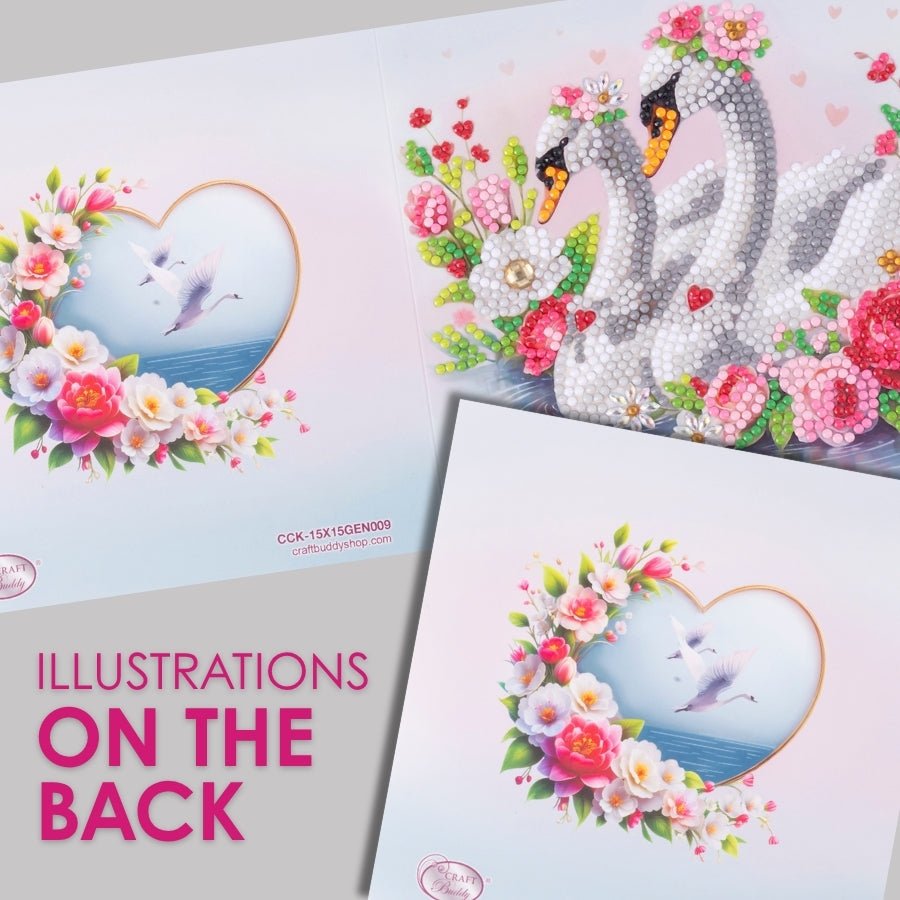 Sweetheart Swans Crystal Art Card Kit 15x15cm