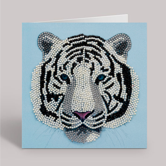 CCK-A77: "White Tiger Head" 18x18cm Crystal Art Card