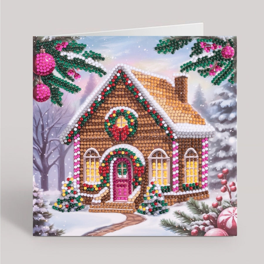 Yuletide Cabin Crystal Art Card Kit 18x18cm