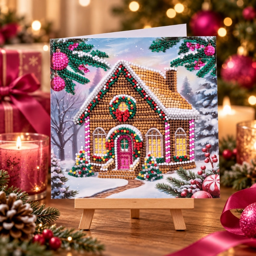Yuletide Cabin Crystal Art Card Kit 18x18cm