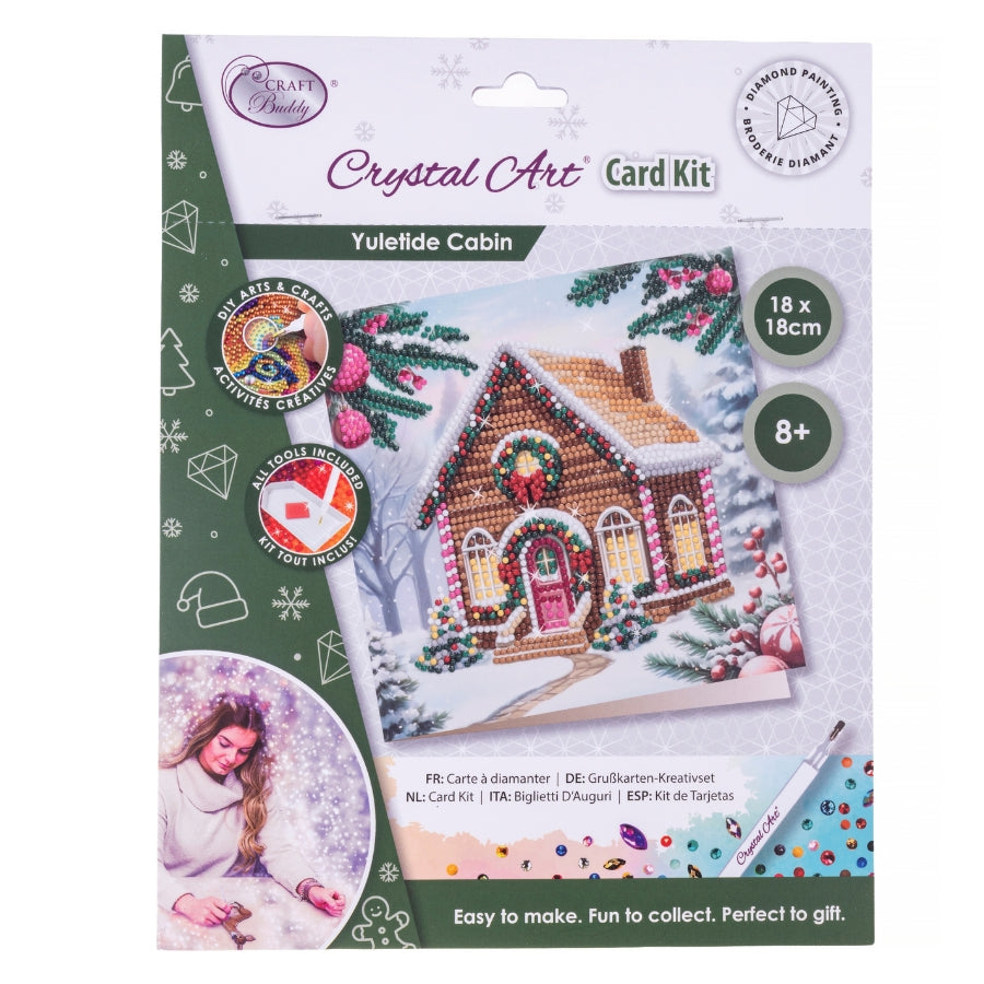Yuletide Cabin Crystal Art Card Kit 18x18cm