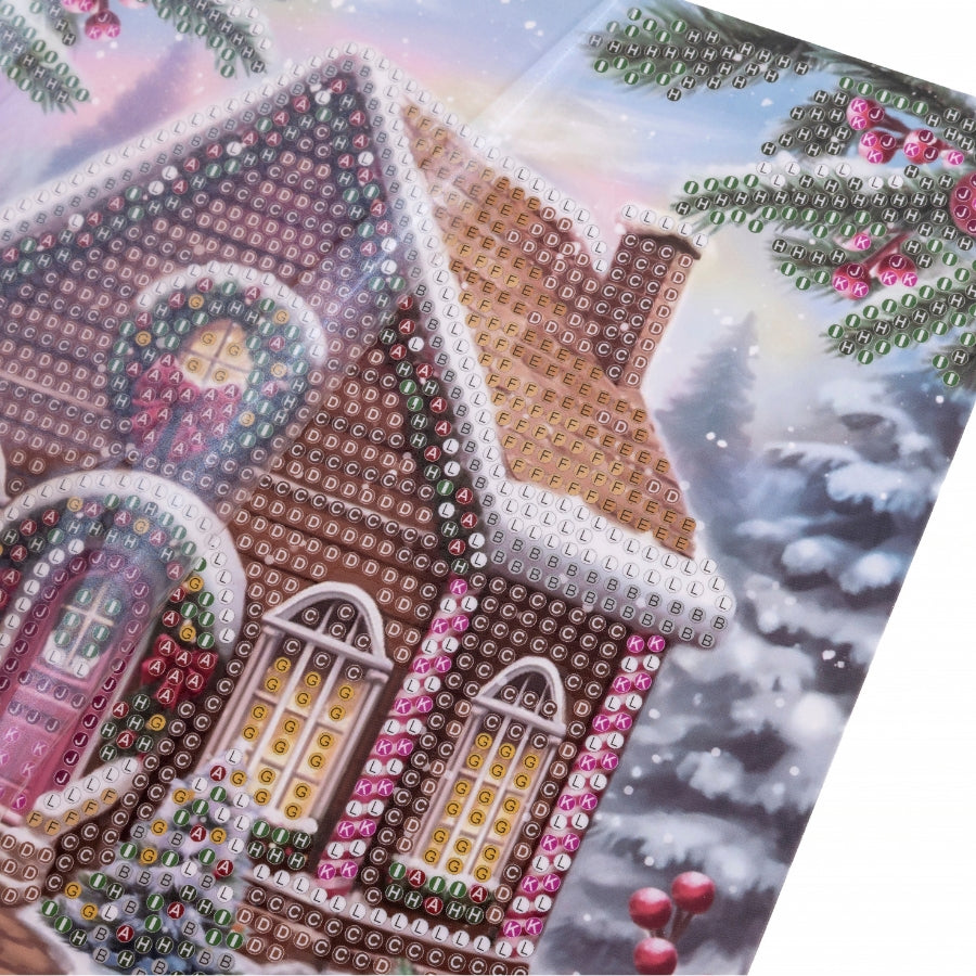 Yuletide Cabin Crystal Art Card Kit 18x18cm
