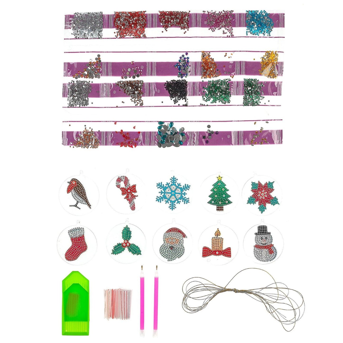 CAD-10XM: Crystal Art Festive Hanging Baubles set of 10