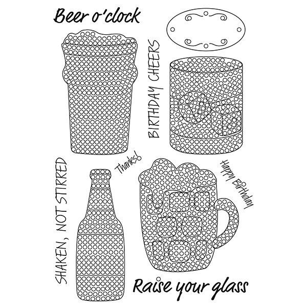 CCST13 - Craft Buddy Crystal Art Stamp Sets - Beer O'Clock Stamp Set