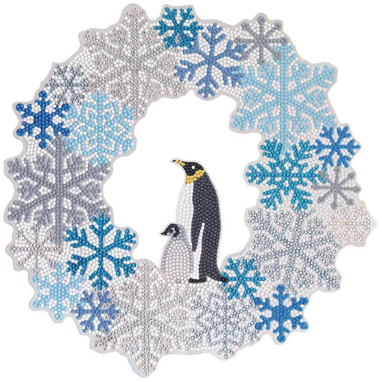 CA-WR8: Winter Penguin 30cm Crystal Art Wreath