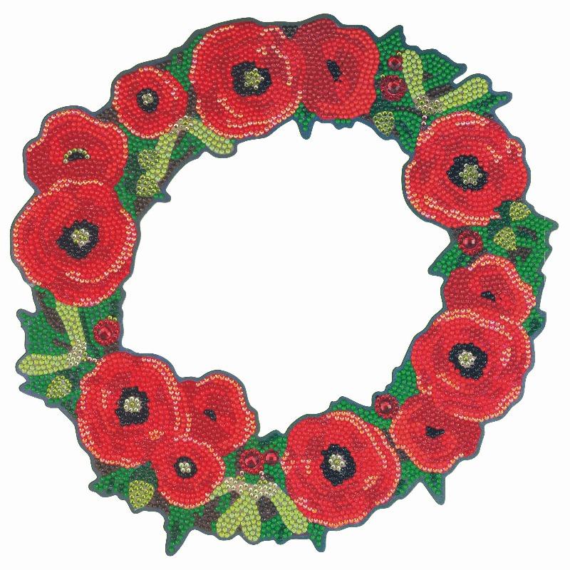 CA-WR9: Poppy 30cm Crystal Art Wreath