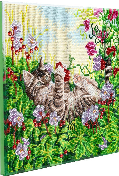 "Playful Cat" 30x30cm Crystal Art Kit - Side View