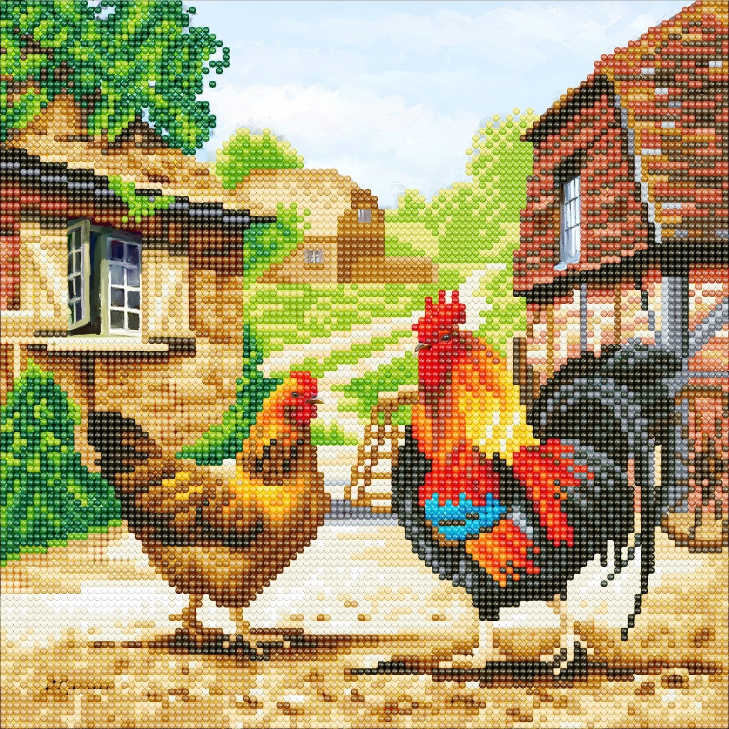 CAK-A98M "Farmyard Chickens" 30 x 30cm (Medium)