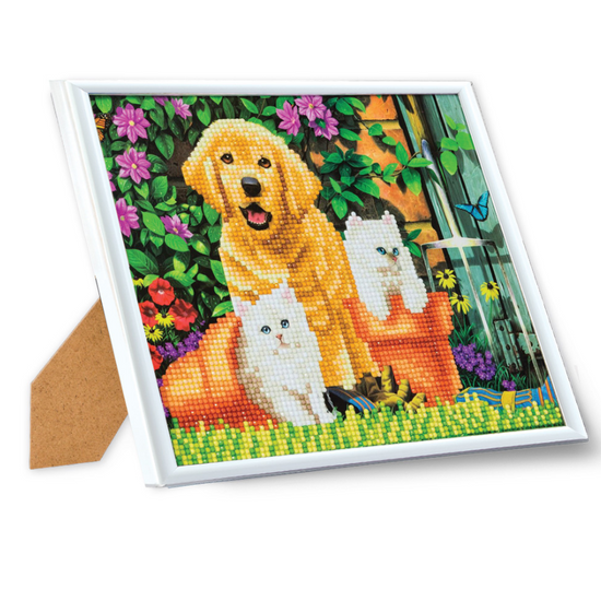 "Cat & Dog" Crystal Art Picture Frame Kit Frame Front