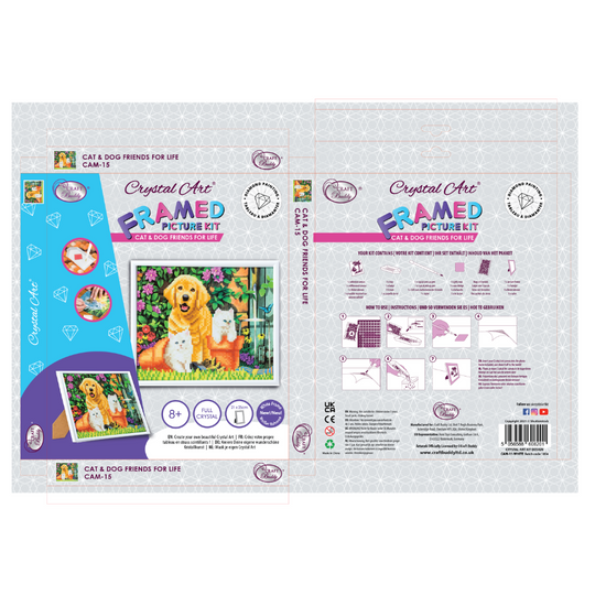 Load image into Gallery viewer, &amp;quot;Cat &amp;amp; Dog&amp;quot; Crystal Art Picture Frame Kit Front Packaging
