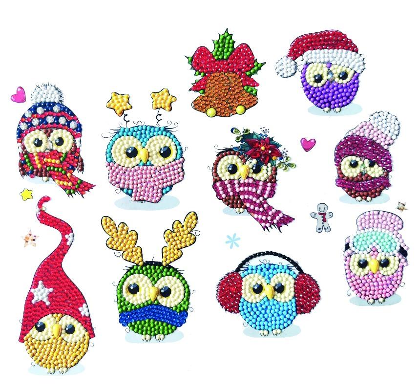 Cool Christmas Owls, 21x27cm Crystal Art Sticker Set - CAMK-2020SET4