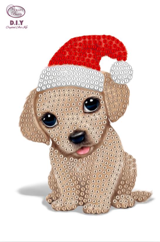 Animal Club International Puppy  - "Christmas" Crystal Art Motifs (With Tools) - CAMK-46