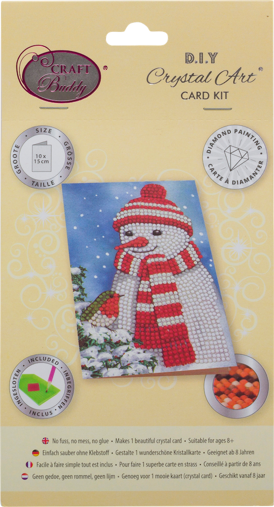 CCK-10x15B4: Cosy Snowman, 10x15cm Crystal Art Card