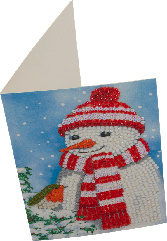 CCK-10x15B4: Cosy Snowman, 10x15cm Crystal Art Card