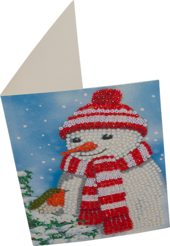 CCK-10x15B4: Cosy Snowman, 10x15cm Crystal Art Card