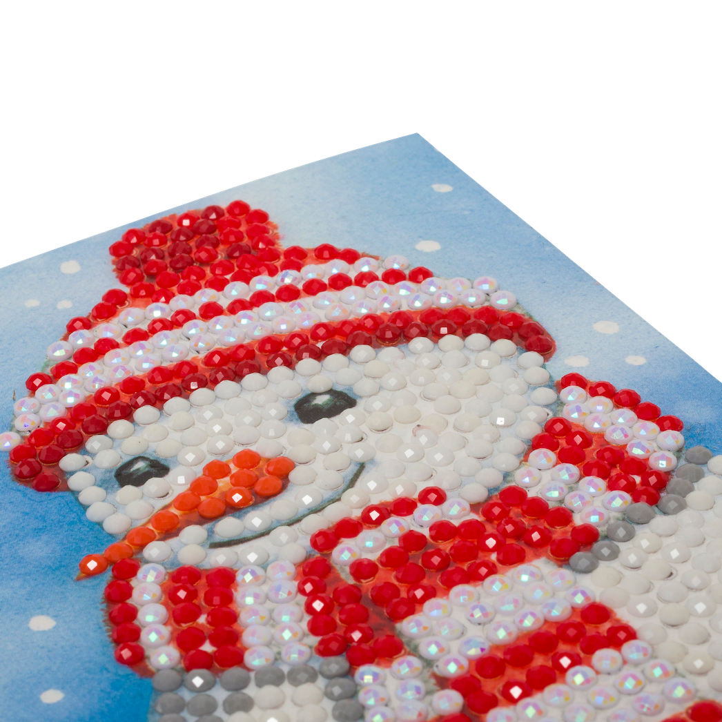 CCK-10x15B4: Cosy Snowman, 10x15cm Crystal Art Card