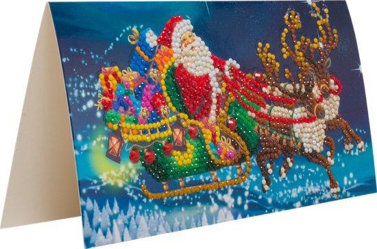 CCK-11x22C7: Santa's Sleigh, 11x22cm Crystal Art Card