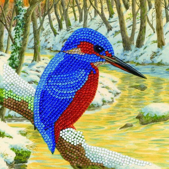 CCK-A66: "Kingfisher" 18x18cm Crystal Art Card