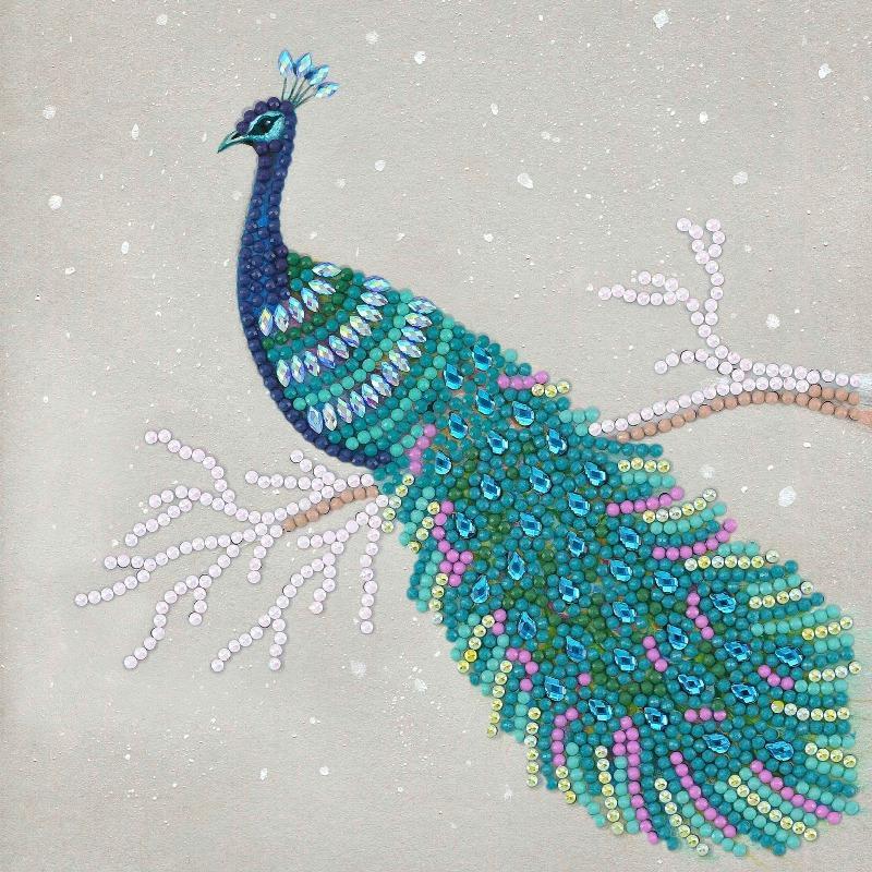 CCK-A67:  "Pretty Peacock" 18x18cm Crystal Art Card