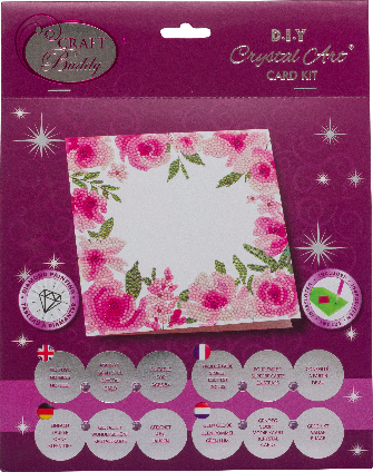 CCK-A73: "Floral Border" 18x18cm Crystal Art Card