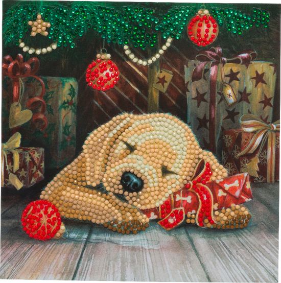 CCK-A74: "Sleepy Puppy" 18x18cm Crystal Art Card