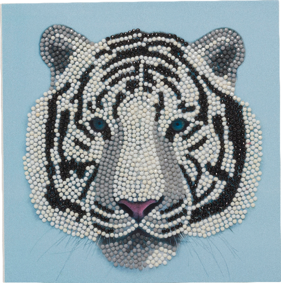 CCK-A77: "White Tiger Head" 18x18cm Crystal Art Card