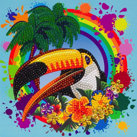 CCK-A78: "Rainbow Toucan" 18x18cm Crystal Art Card