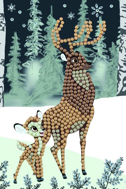 CCK-10x15DNY01: Winter Bambi and Son 10x15cm card