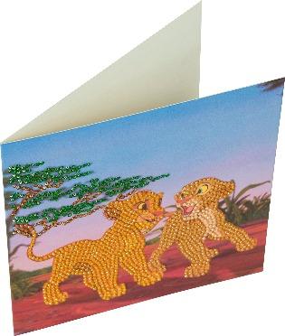 CCK-DNY802: Simba and Nala, 18x18cm Crystal Art Card