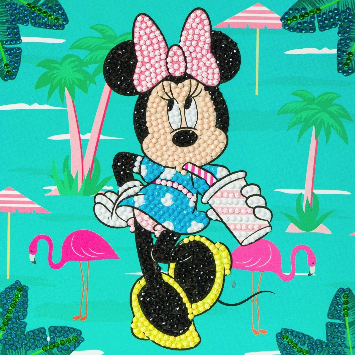 CCK-DNY807: Minnie on Holiday, 18x18cm Crystal Art Card