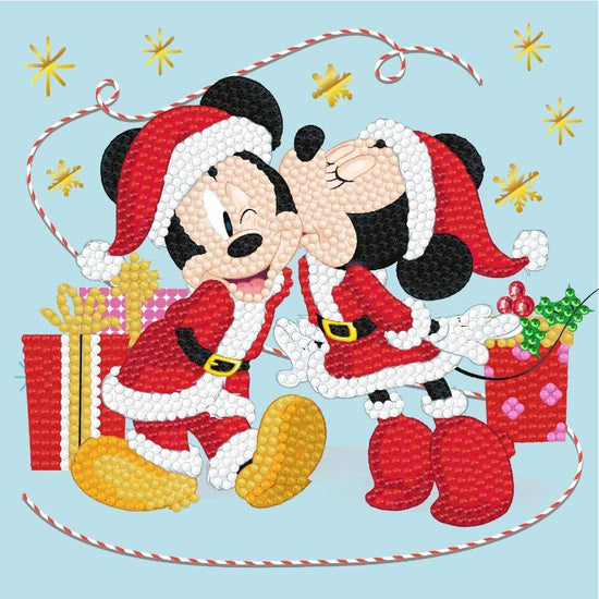 CCK-DNY809: Festive Mickey and Minnie, 18x18cm Crystal Art Card