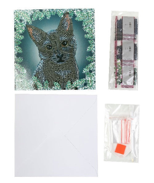 Christmas Cat 2 Crystal Art Card - Contents
