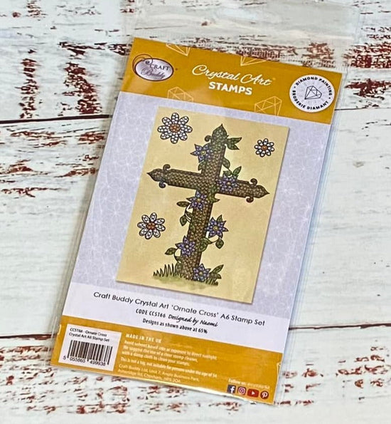 CCST66: Craft Buddy Crystal Art Ornate Cross A6 Stamp Set