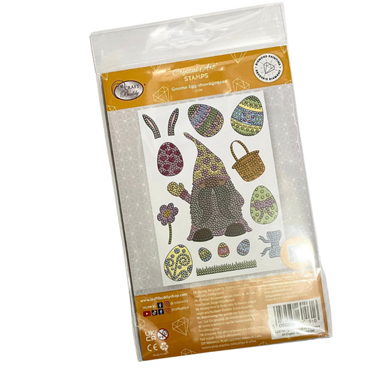 Crystal Art A5 Stamp Set - Gnome Egg Stravaganza Back Packaging 