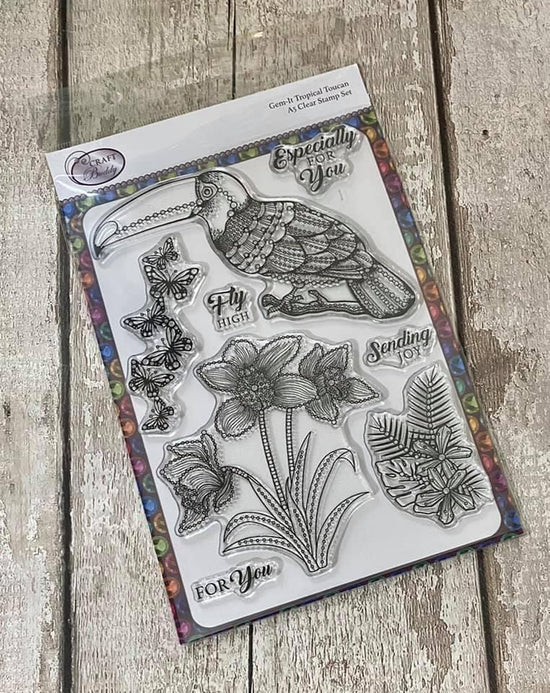 GS15 : Craft Buddy Gem It! Tropical Toucan A5 Clear Stamp Set