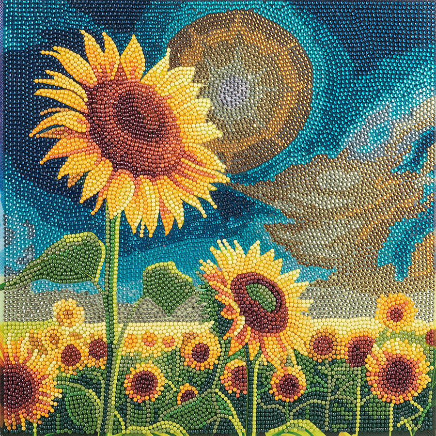 “Golden Sunflower Blooms” Crystal Art Kit 30x30cm Front