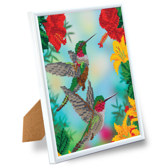 "Hungry Hummingbirds" Crystal Art Picture Frame 21x25cm