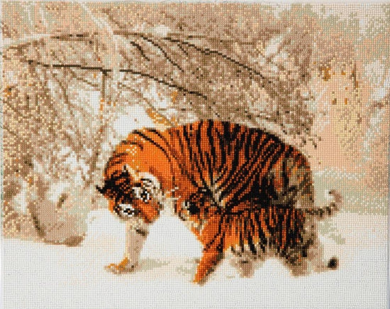 CAK-A43: "Winter Tigers" Framed Crystal Art Kit, 40 x 50cm