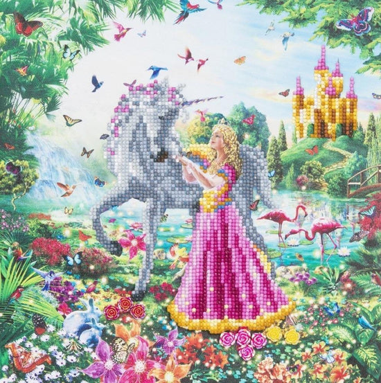 CAK-AC1: "The Princess & The Unicorn " Framed Crystal Art Kit 30 x 30cm (Medium)