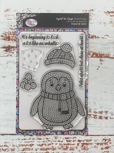 CCST31: Craft Buddy Crystal Art Playful Penguin A6 Stamp Set