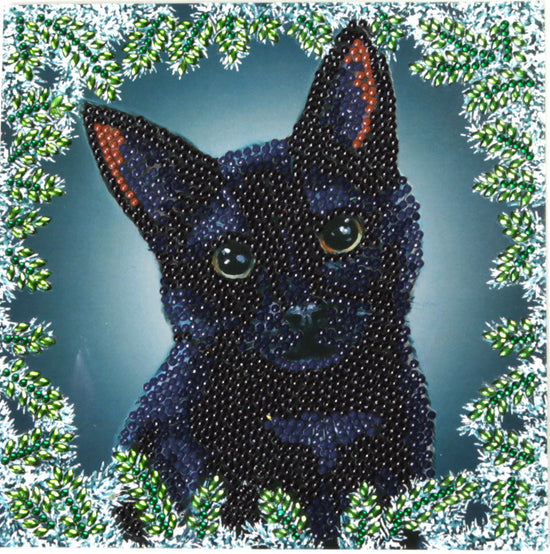 CCK-XM110: Christmas Cat 18 x 18cm Crystal Art Card