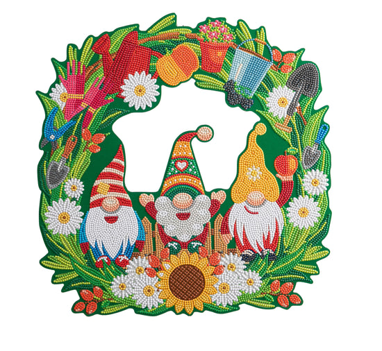 CA40WR1: Crystal Art 40cm Garden Gnome Wreath