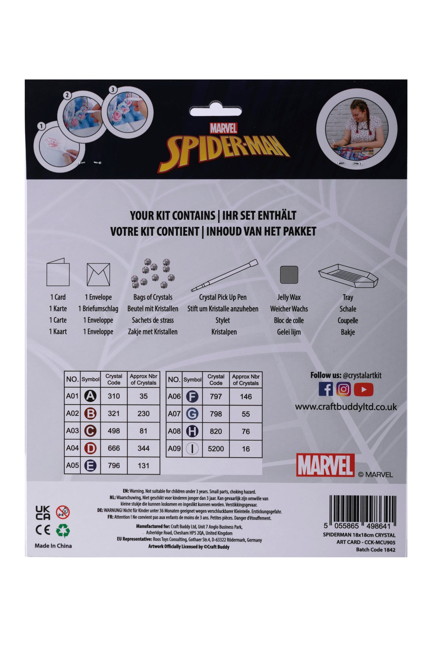 Load image into Gallery viewer, CCK-MCU905: Spiderman 18x18cm Crystal Art Card
