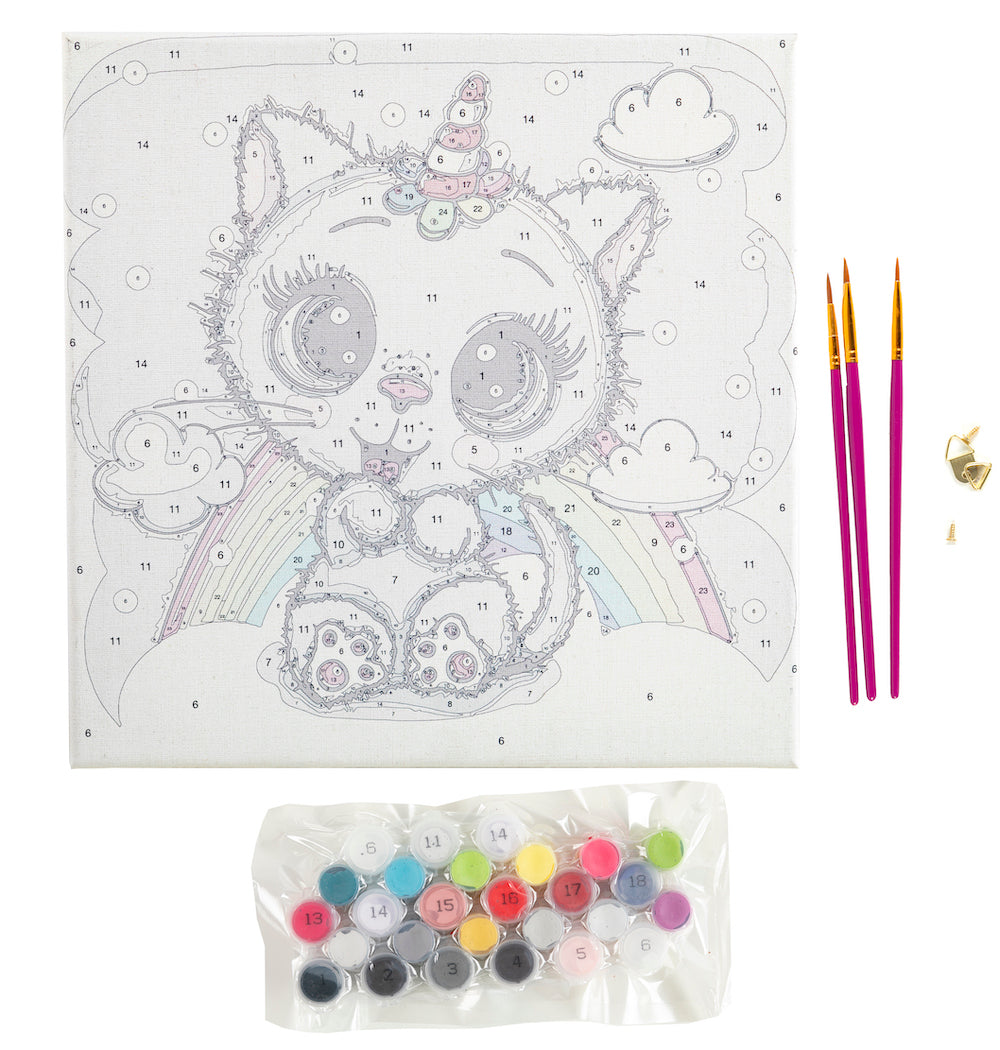 Load image into Gallery viewer, PBN-3030-029: &amp;quot;Kitten Rainbow&amp;quot; 30x30cm Paint By Numb3rs Kit
