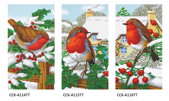 CAK-A113TT: Robin Friends Part 1, 40x22cm Triptych Crystal Art Kit